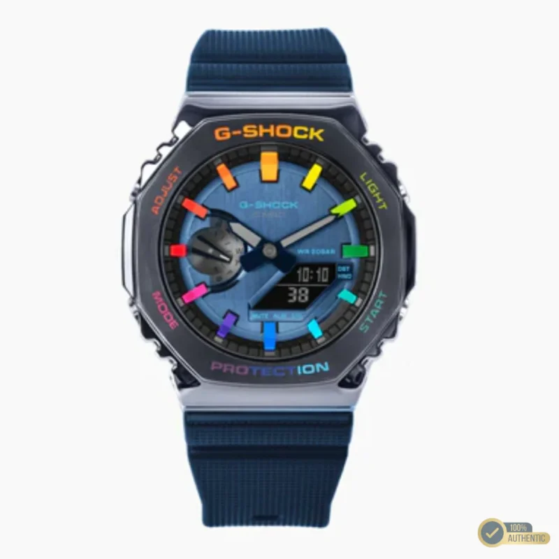 G Shock Blue Rainbow Watch - Solar-Powered Analog-Digital Combination