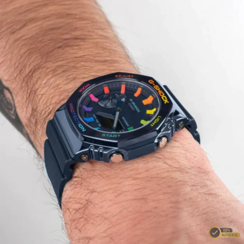 G Shock Blue Rainbow Watch - Solar-Powered Analog-Digital Combination - Image 2